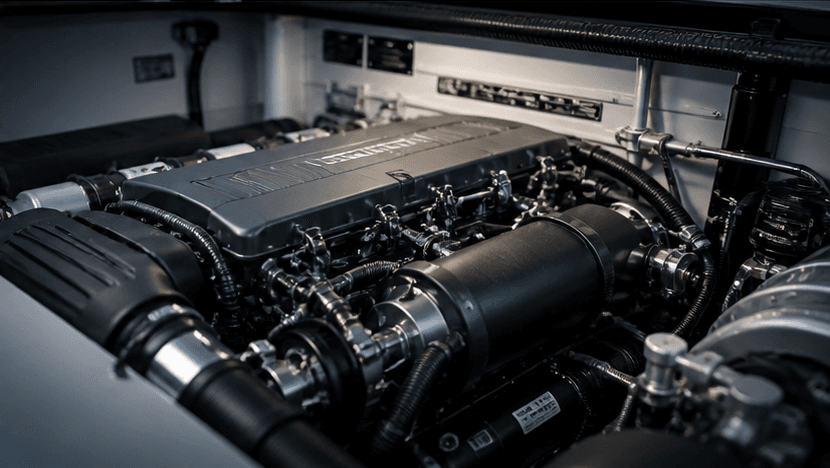 Marine technician working in an engine room