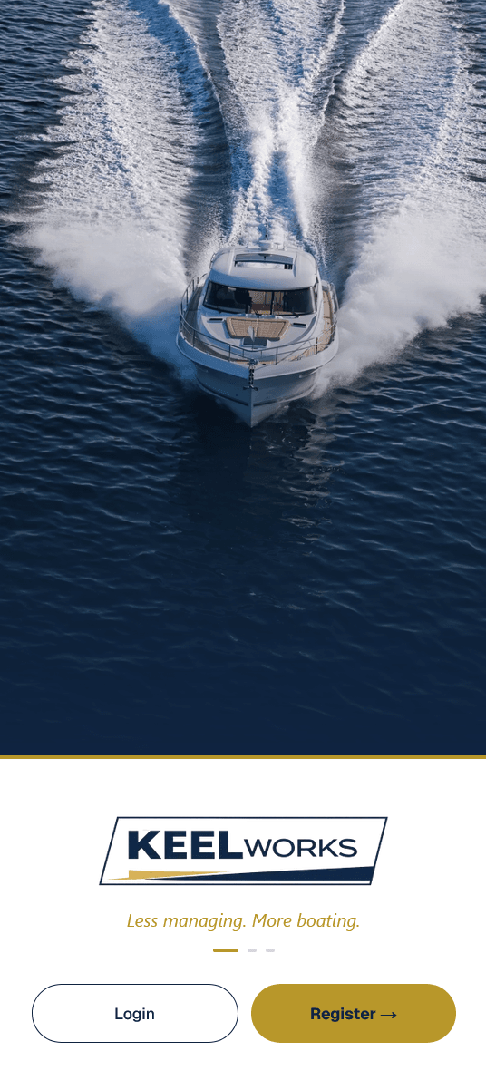 KEEL Works app login and register splash screen